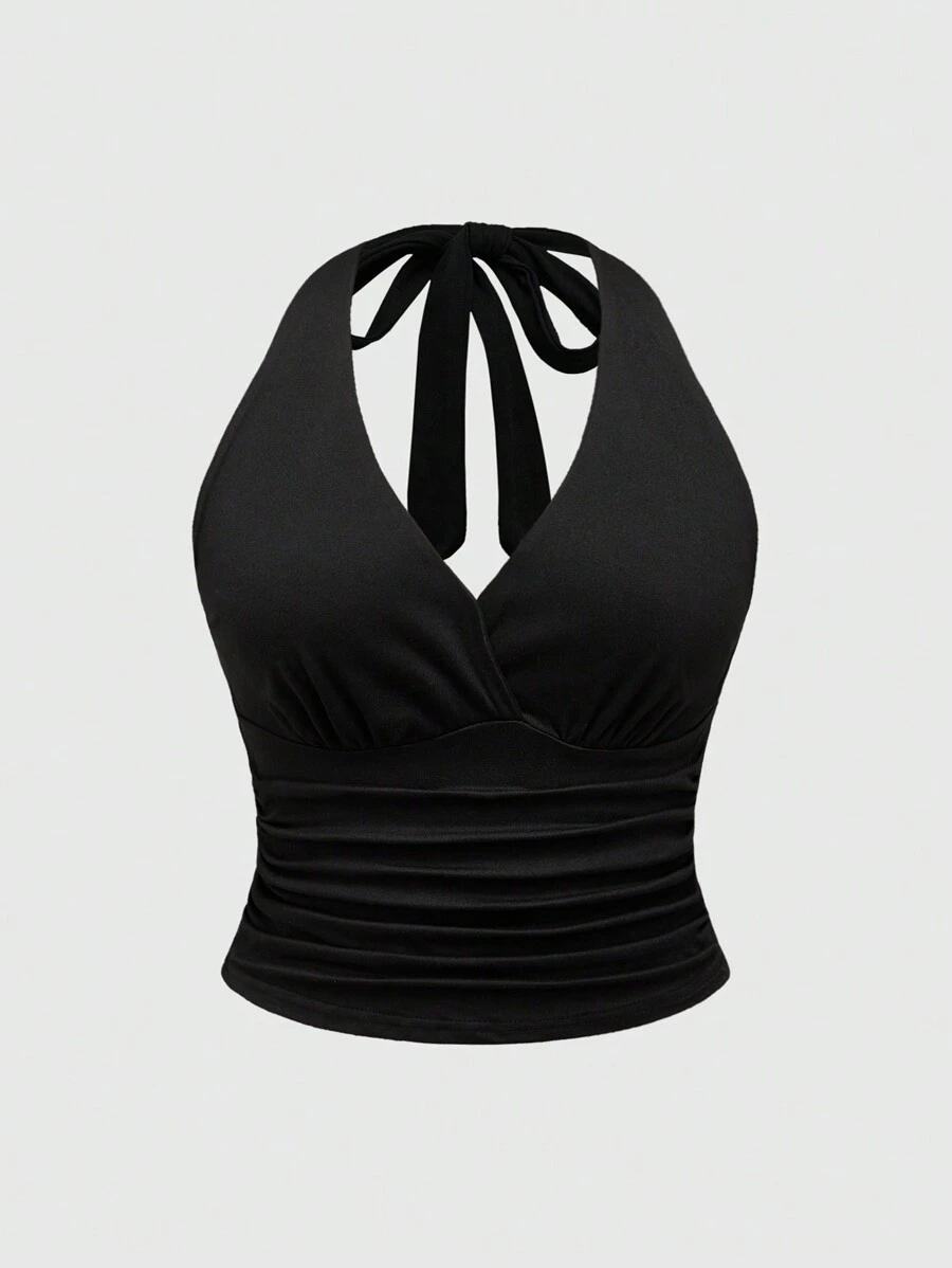 SHEIN CZARNY TOP WIĄZANIE S06__XXL