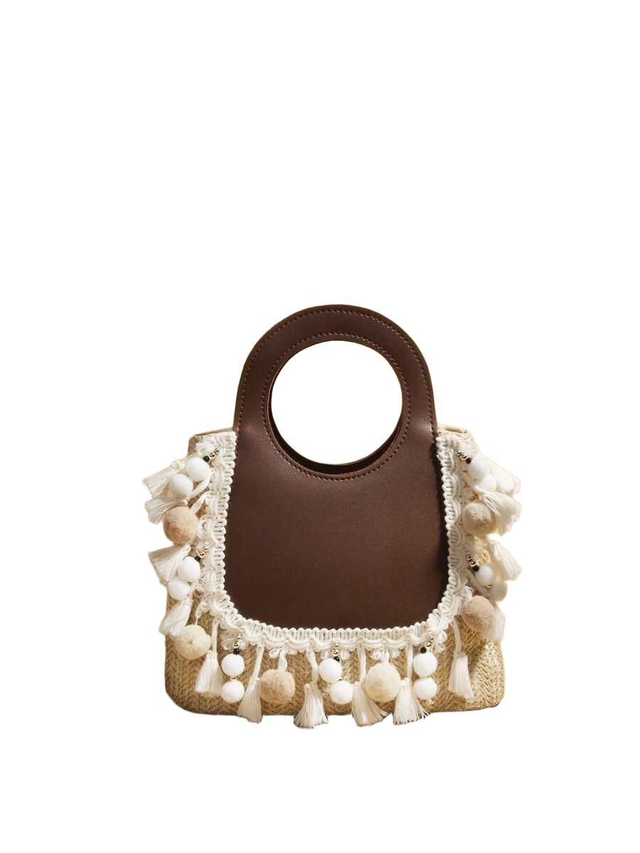 SHEIN BRĄZOWA TOREBKA ZDOBIENIE S07__21,5X8X17