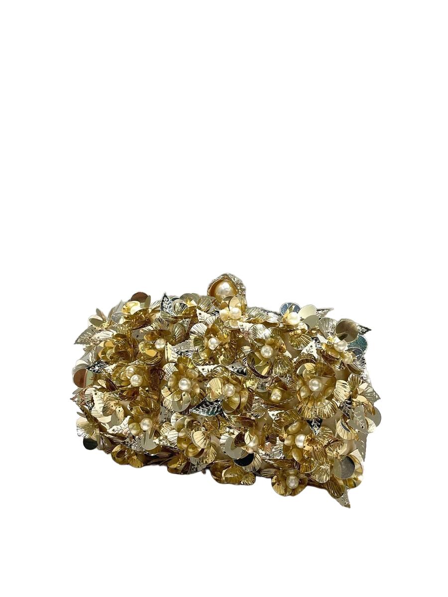 SHEIN ZŁOTA KOPERTÓWKA ZDOBIENIE KWIATY S07__22,5X5X11CM