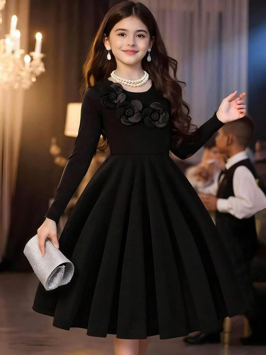 SHEIN CZARNA SUKIENKA ZDOBIENIE S06__122/128