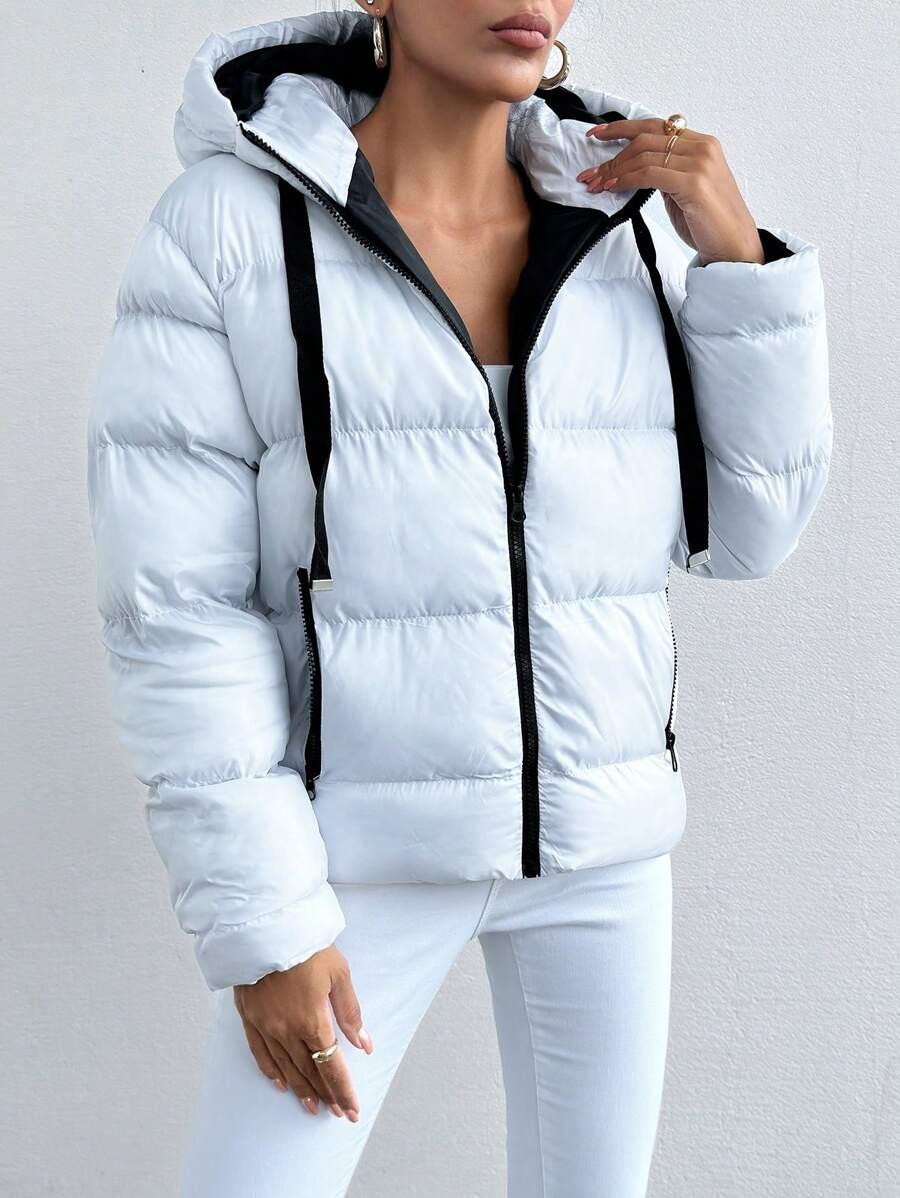 SHEIN BIAŁA PIKOWANA KURTKA W01__L