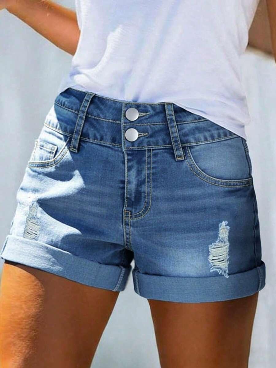 SHEIN KRÓTKIE SPODENKI JEANS PRZETARCIA PK01__S