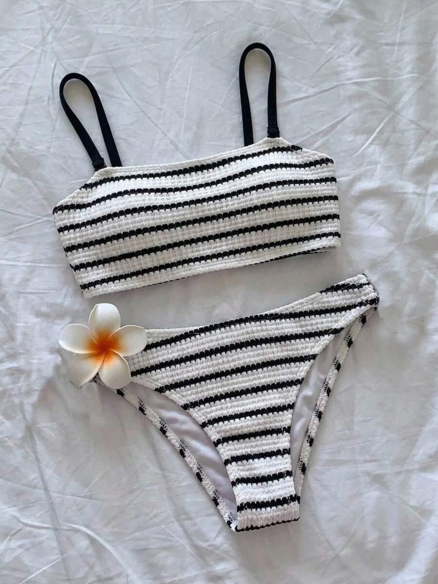SHEIN DWUCZĘŚCIOWY STRÓJ KĄPIELOWY PASKI S09__158-162