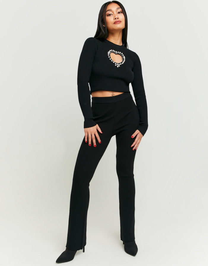 TALLY WEIJL CZARNY SWETER ZDOBIENIA