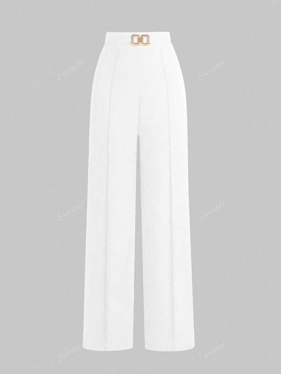 SHEIN BIAŁE SPODNIE ZDOBIENIE S06__L