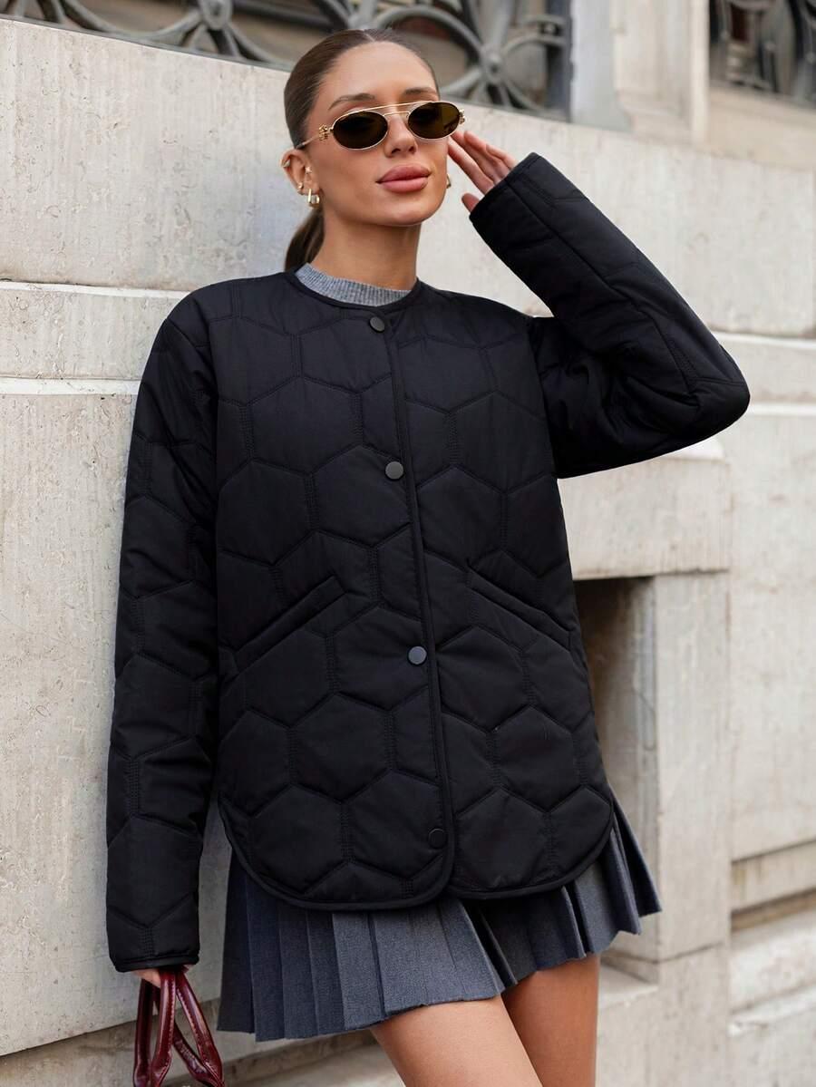 SHEIN CZARNA PIKOWANA KURTKA S06__XS