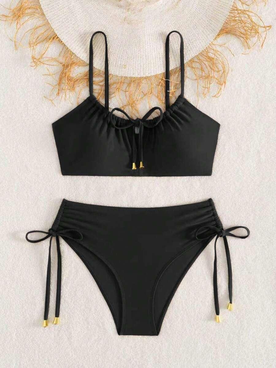 SHEIN CZARNY DWUCZĘŚCIOWY STRÓJ KĄPIELOWY S09__M