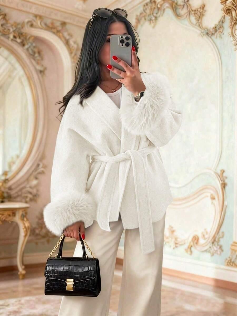 SHEIN BIAŁY KLASYCZNY PŁASZCZ W01__XS