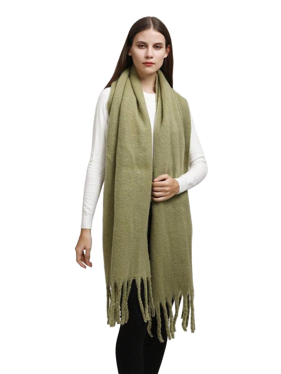 SHEIN ZIELONY SZALIK FRĘDZLE W01__40X185CM