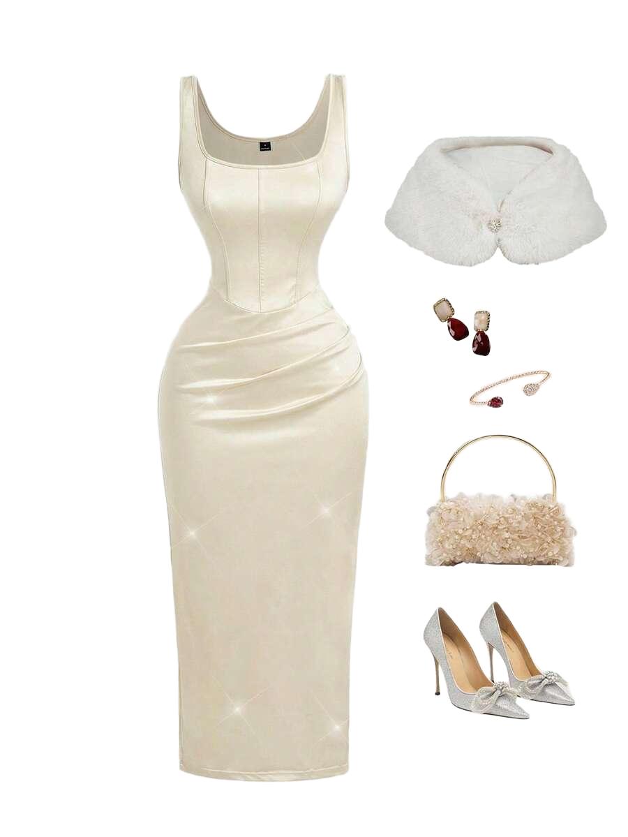 SHEIN SATYNOWA GORSETOWA SUKIENKA S06__XS