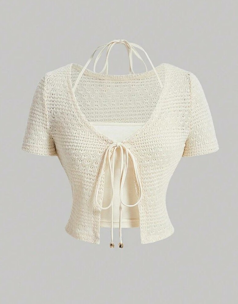 SHEIN BLUZKA KRÓTKI RĘKAW S06__S