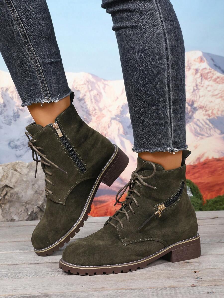 SHEIN ZIELONE BOTKI IMITACJA ZAMSZU W01__40,5