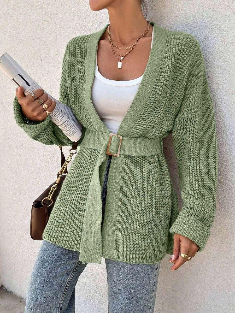 SHEIN ZIELONY SWETER KARDIGAN PK01__L