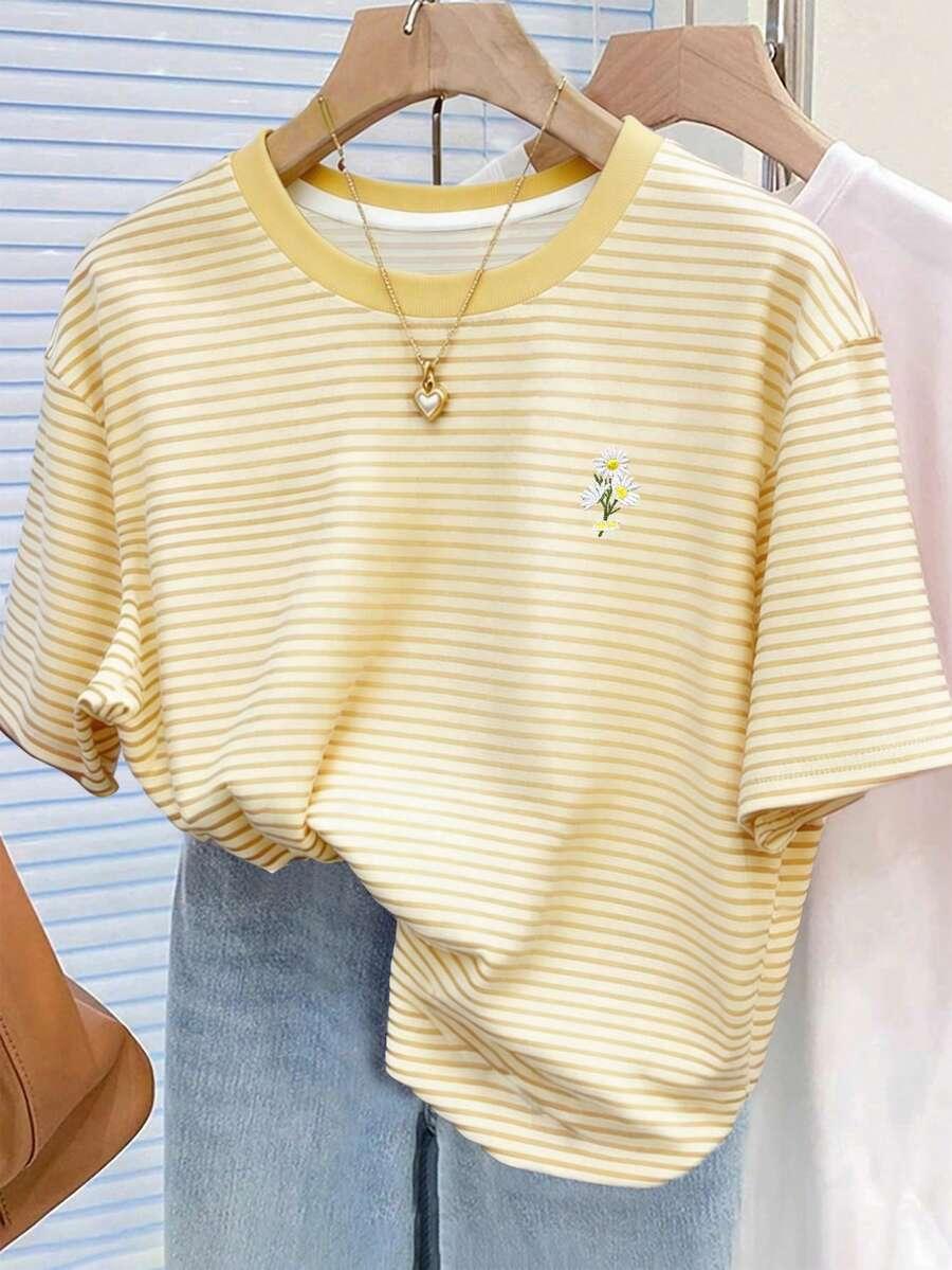 SHEIN T-SHIRT OKRĄGŁY DEKOLT PRINT S06__M