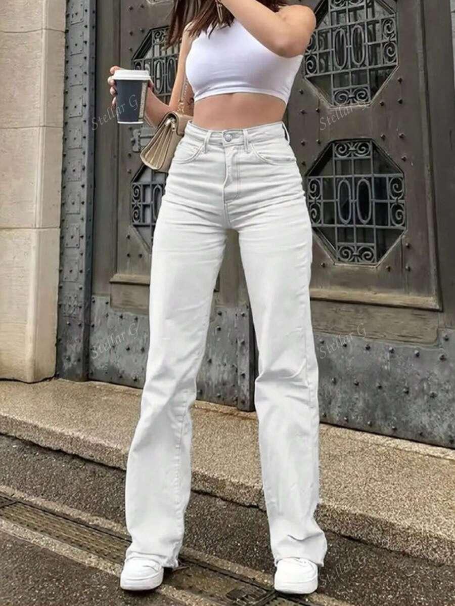 SHEIN BIAŁE SPODNIE JENASOWE S06__XL