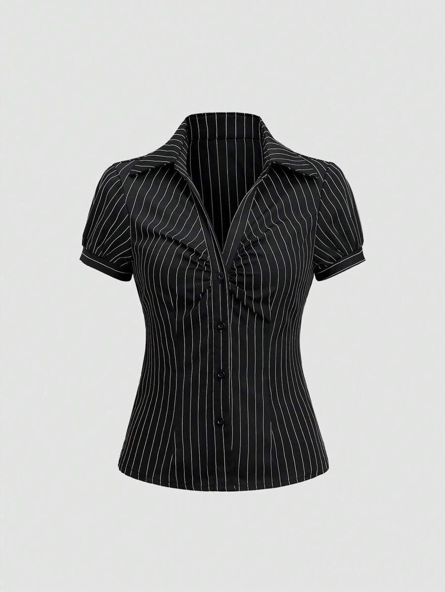 SHEIN CZARNA KOSZULA W PASKI S06__S