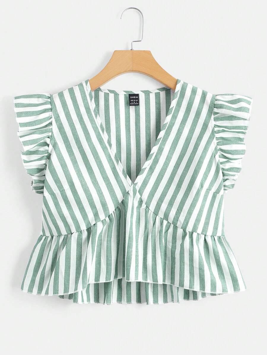 SHEIN BLUZKA W PASKI V-NECK