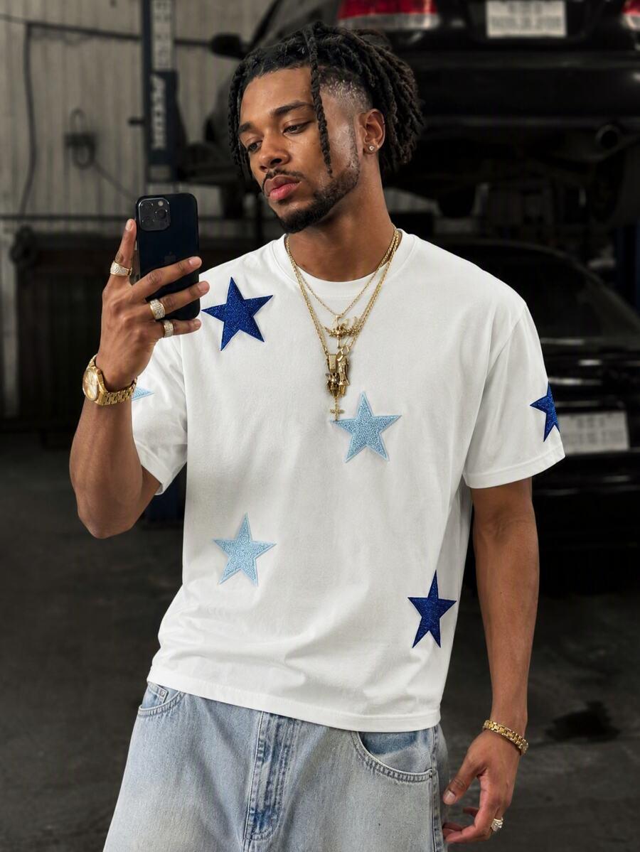 MANFINITY BIAŁY T-SHIRT NADRUK S06__M