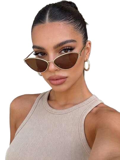 SHEIN ZŁOTE OKULARY PRZECIWSŁONECZNE S07