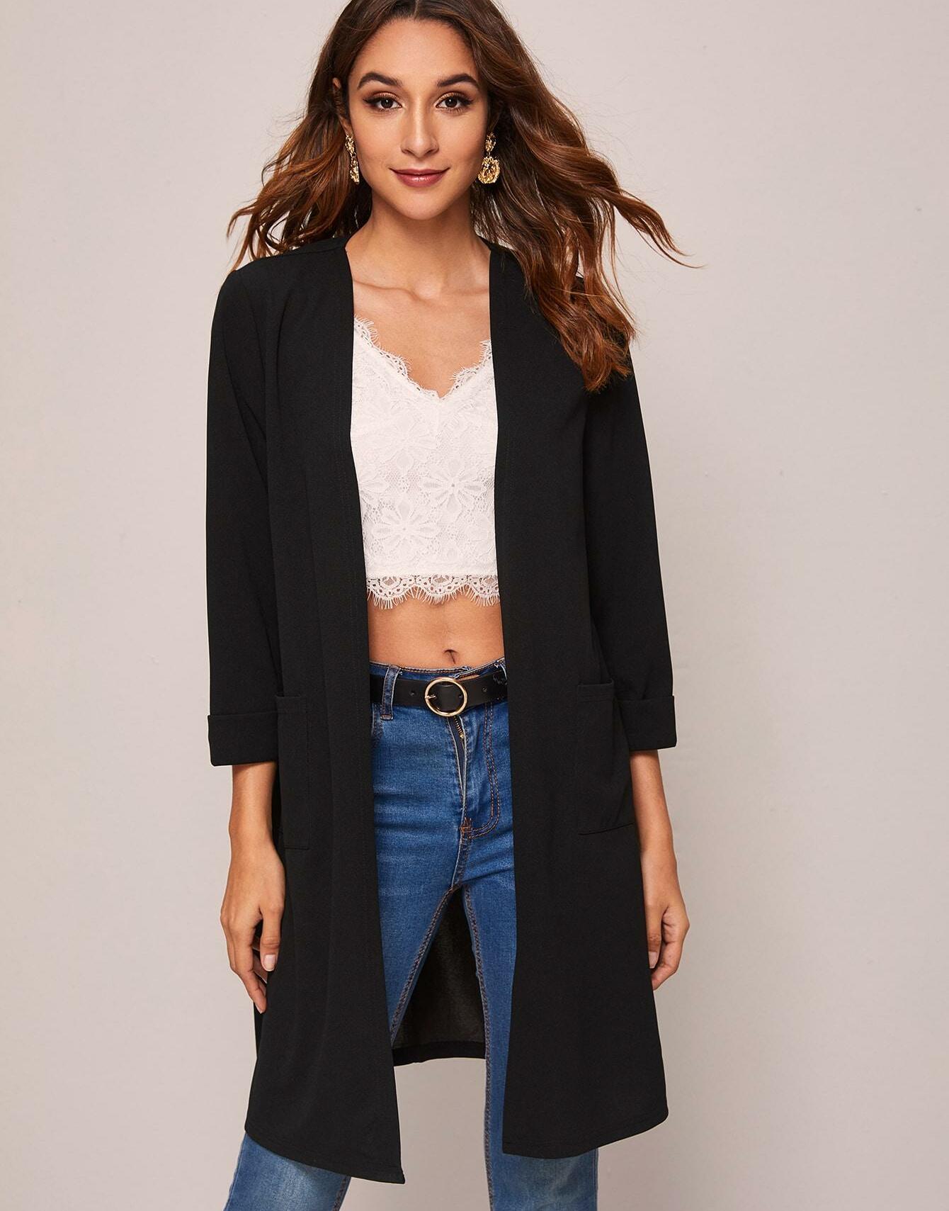 SHEIN CZARNA LUŹNA MARYNARKA S06__L