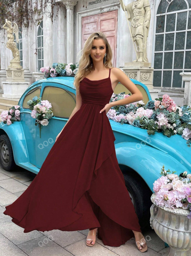 FASHION BORDOWA ASYMETRYCZNA SUKIENKA RAMIĄCZKA S06__M