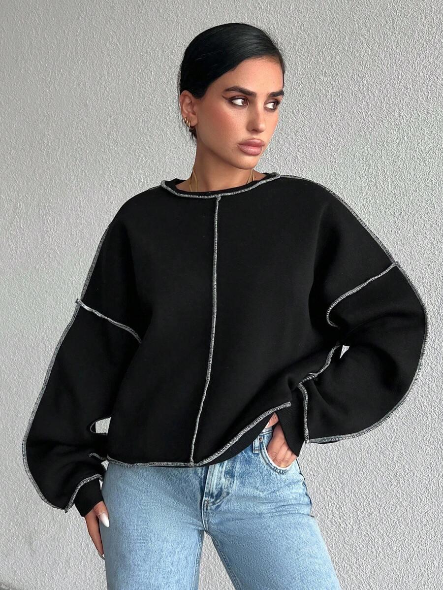 SHEIN CZARNA BLUZA DŁUGI RĘKAW S06__48