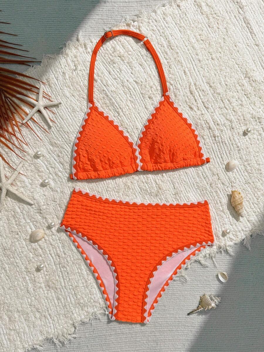 SHEIN POMARAŃCZOWY DWUCZĘŚCIOWY STRÓJ KĄPIELOWY S09__140-146
