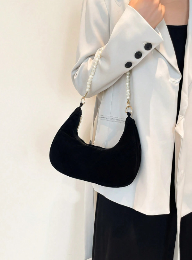 SHEIN CZARNA TOREBKA PERŁY S07__26X18