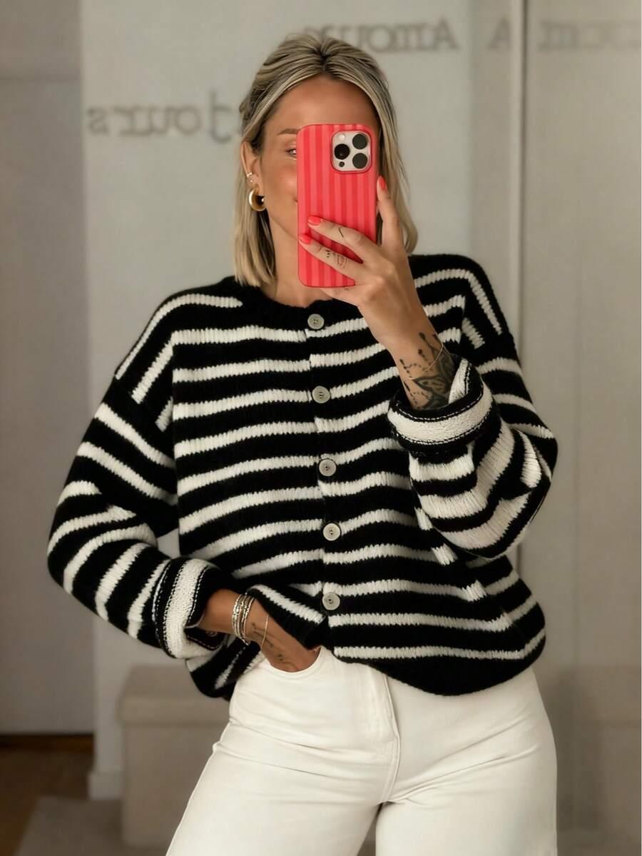 SHEIN SWETER Z DOMIESZKĄ WEŁNY KONTRAST S06__S