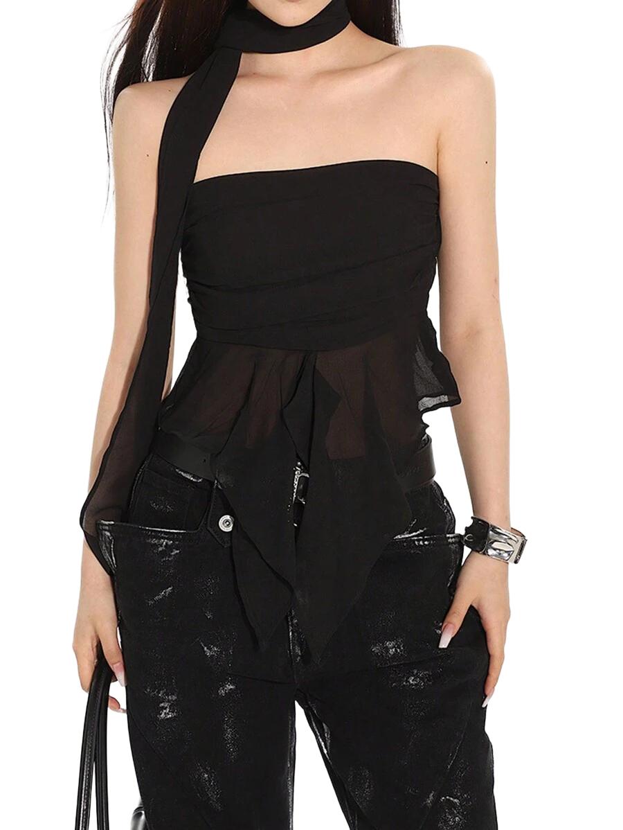SHEIN CZARNY SZYFONOWY SZAL S07