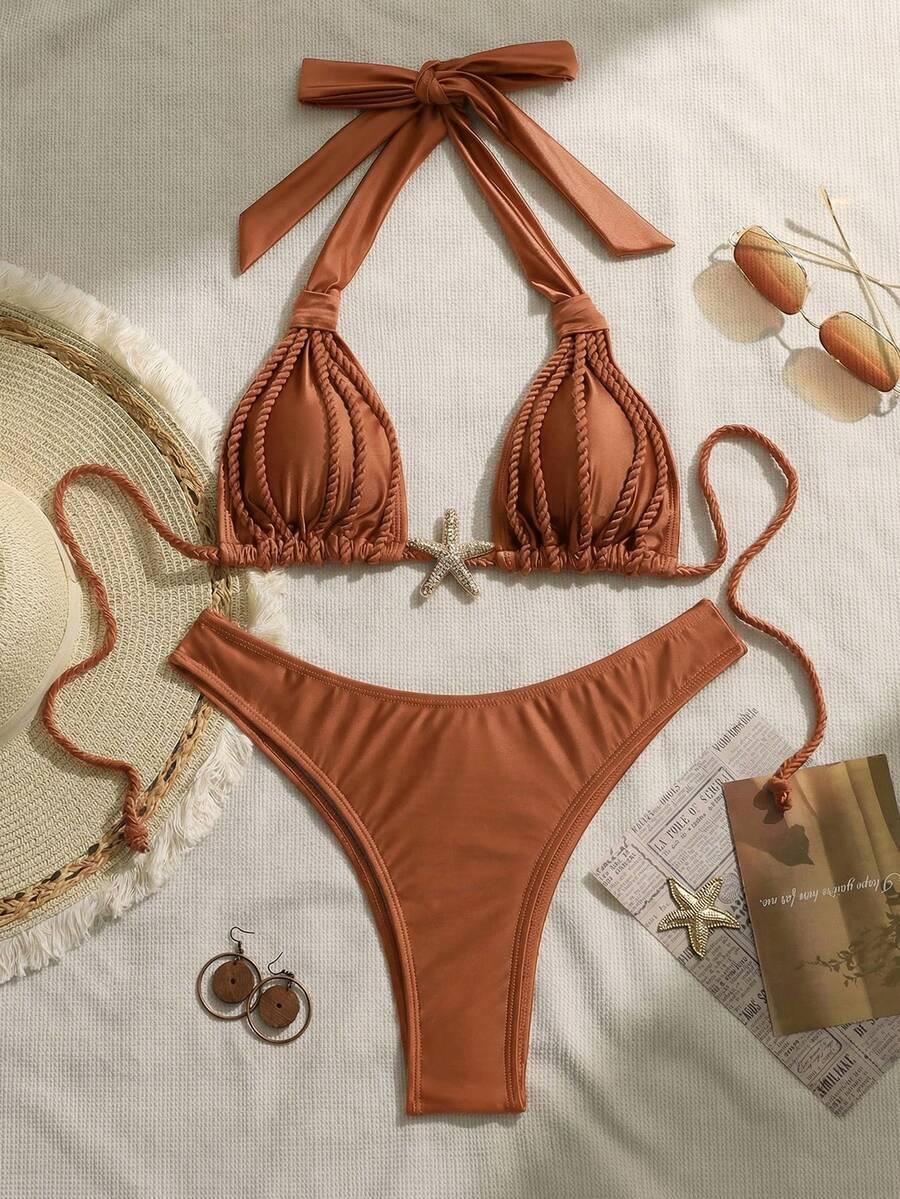 SWIM CHICCIA BRĄZOWY STRÓJ KĄPIELOWY DWUCZĘŚCIOWY S09__XS