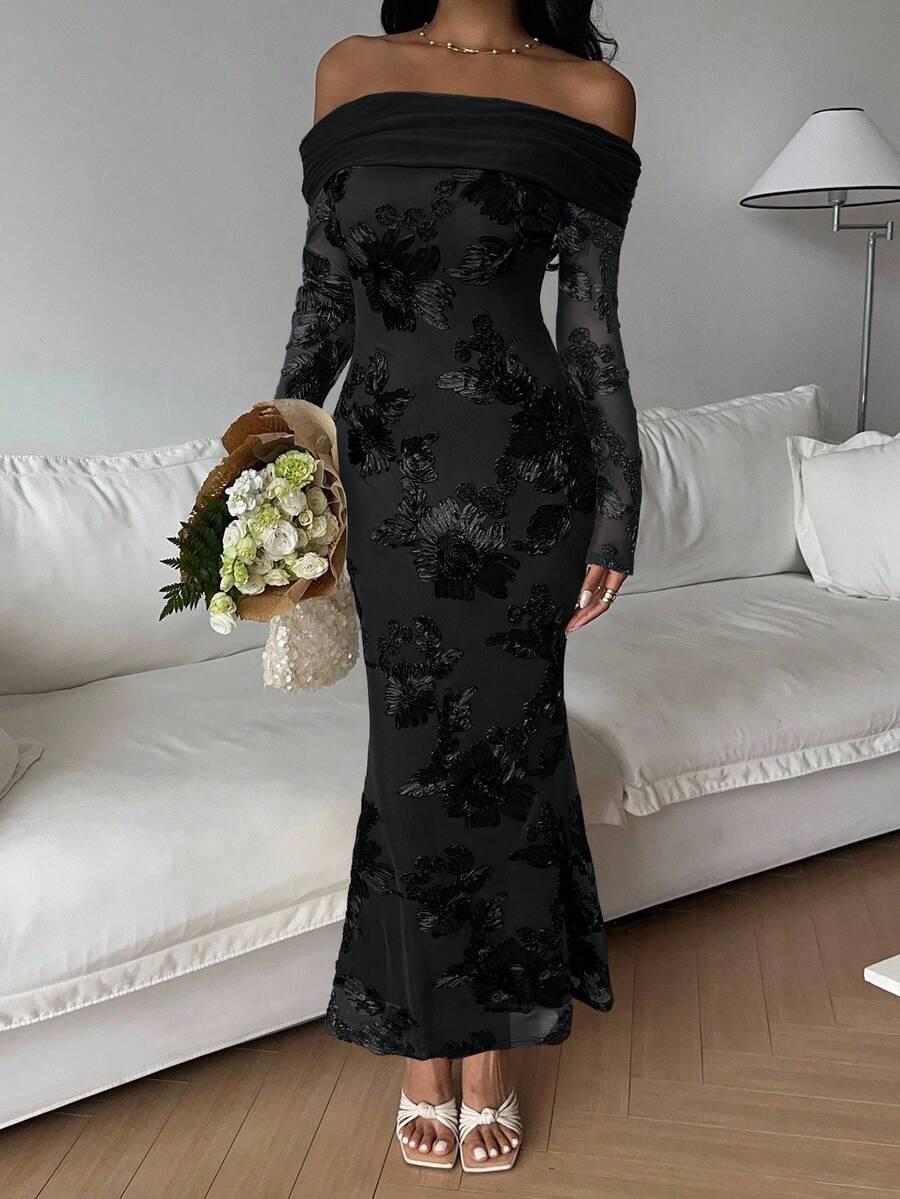 SHEIN CZARNA SUKIENKA HAFT S06__M