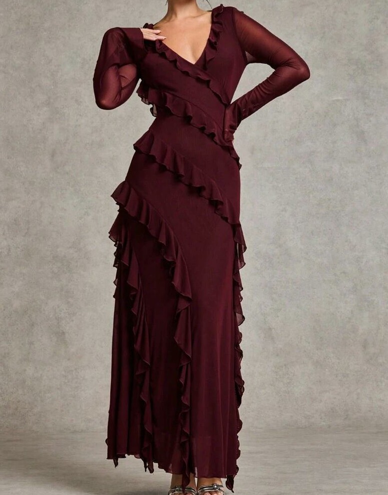 SHEIN BORDOWA MAXI SUKIENKA S06__XS