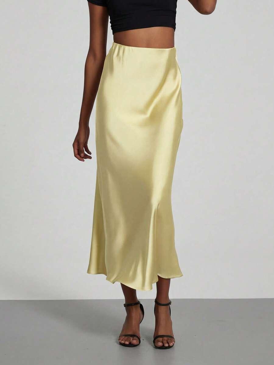 SHEIN PROSTA SATYNOWA SPÓDNICA S06__XS