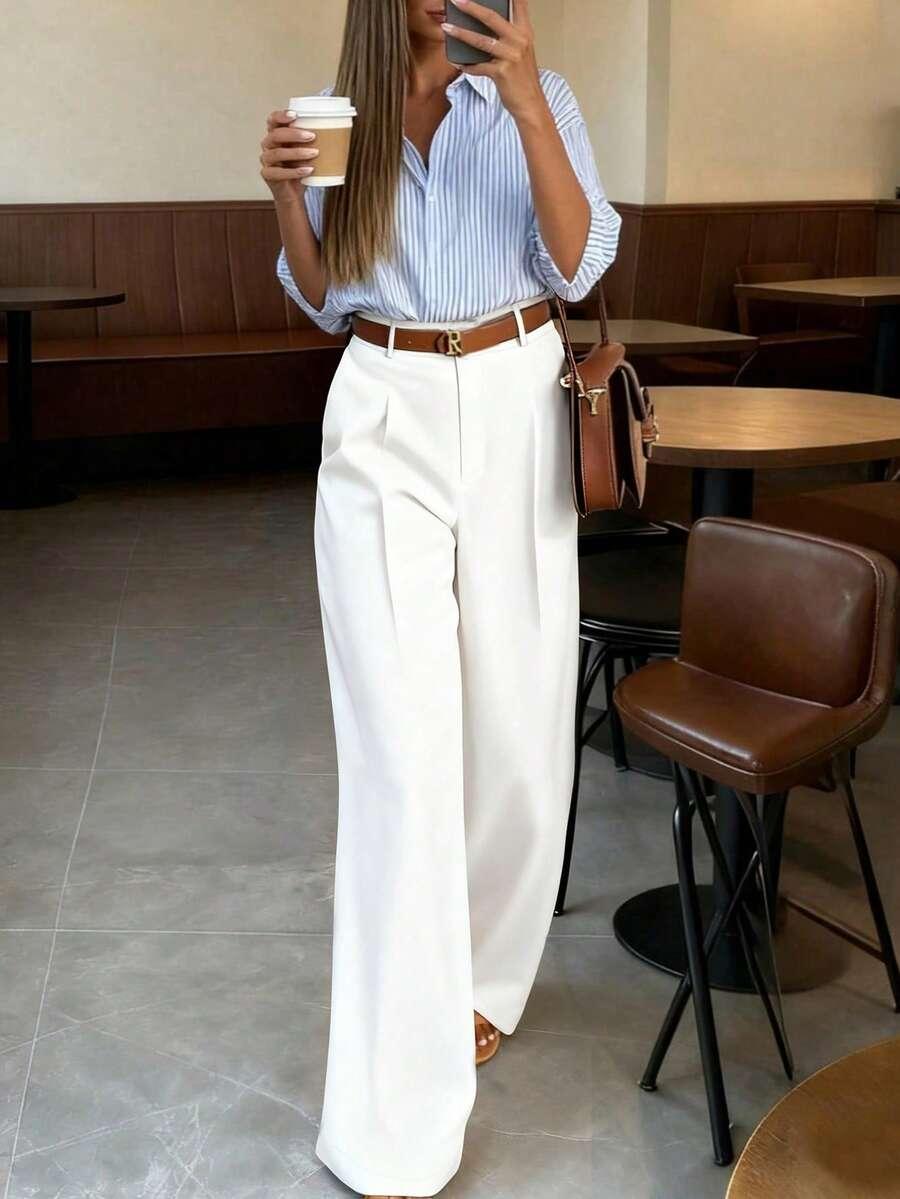 SHEIN BIAŁE SPODNIE CASUAL S06__XS