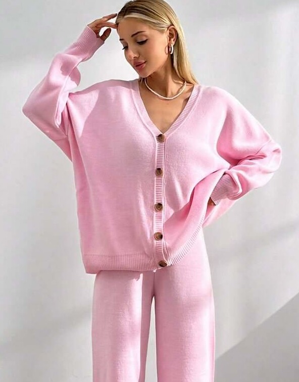 SHEIN RÓŻOWY SWETER GUZIKI S06__M