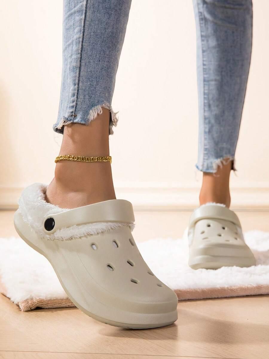 SHEIN BEŻOWE OCIEPLANE KLAPKI W01__48