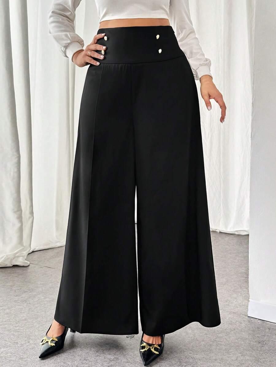 SHEIN CZARNE SPODNIE OZDOBNE GUZIKI S06__46