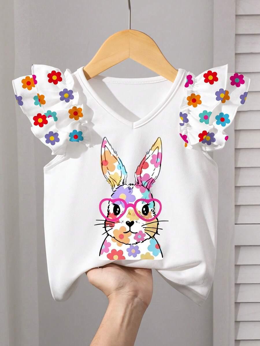 SHEIN BIAŁY T-SHIRT NADRUK PK01__104-110