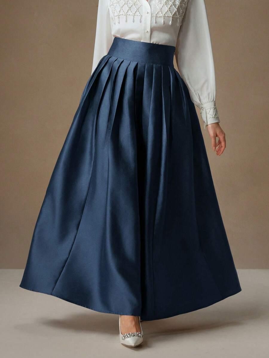 SHEIN GRANATOWA MAXI SUKIENKA S09__S