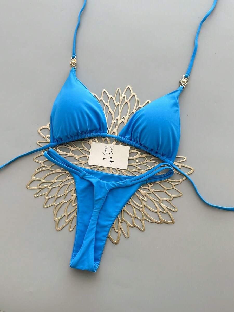 SHEIN NIEBIESKI DWUCZĘŚCIOWY STRÓJ KĄPIELOWY S09__M