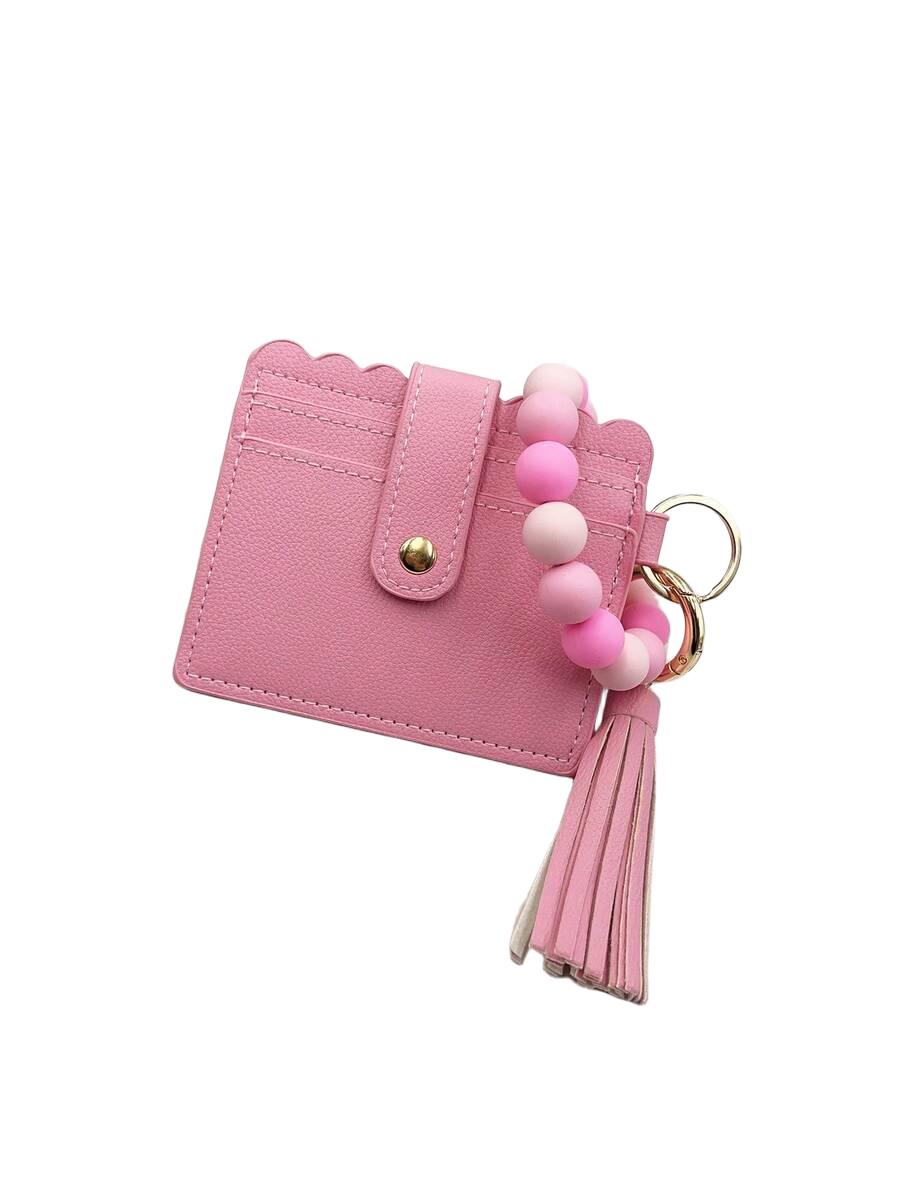 SHEIN RÓŻOWY PORTFEL ZATRZASK S07__12X11CM