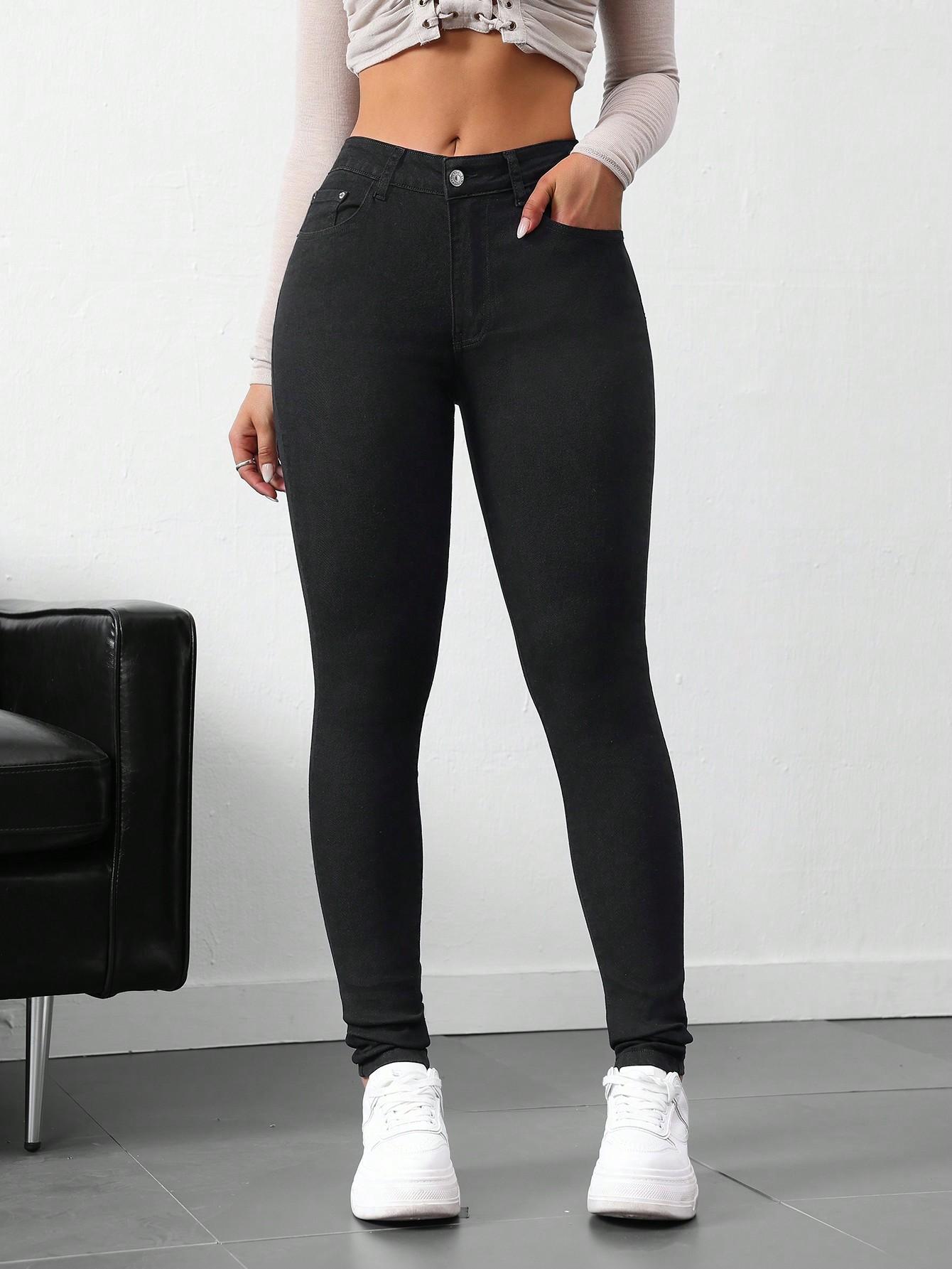 SHEIN CZARNE JEANSY RURKI S06__L