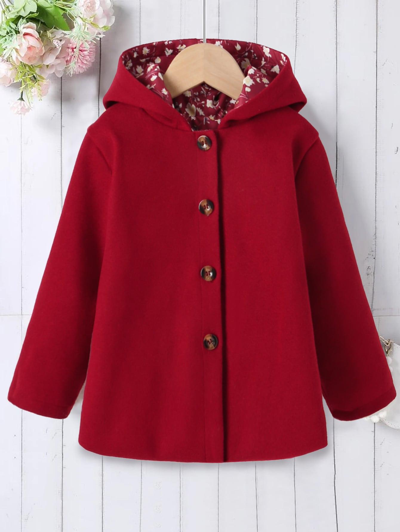 SHEIN CZERWONY PŁASZCZ KAPTUR S06__110-116