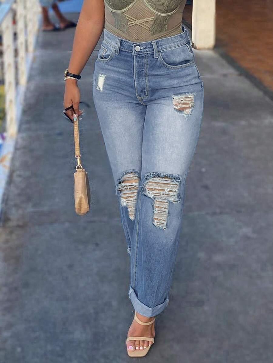 SHEIN NIEBIESKIE SPODNIE JEANS S06__S