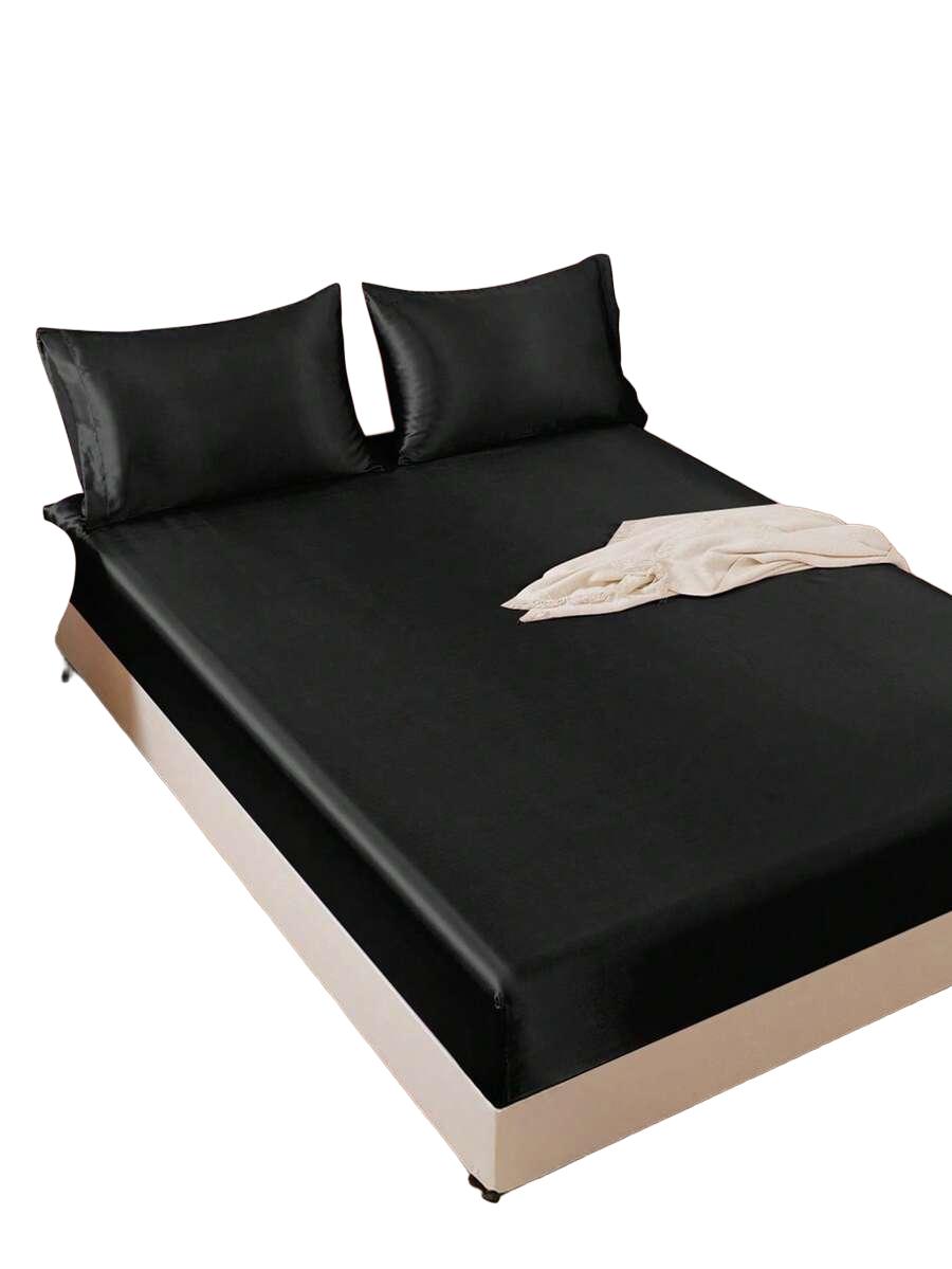 SHEIN CZARNE PRZEŚCIERADŁO Z GUMKĄ S07__100X200CM