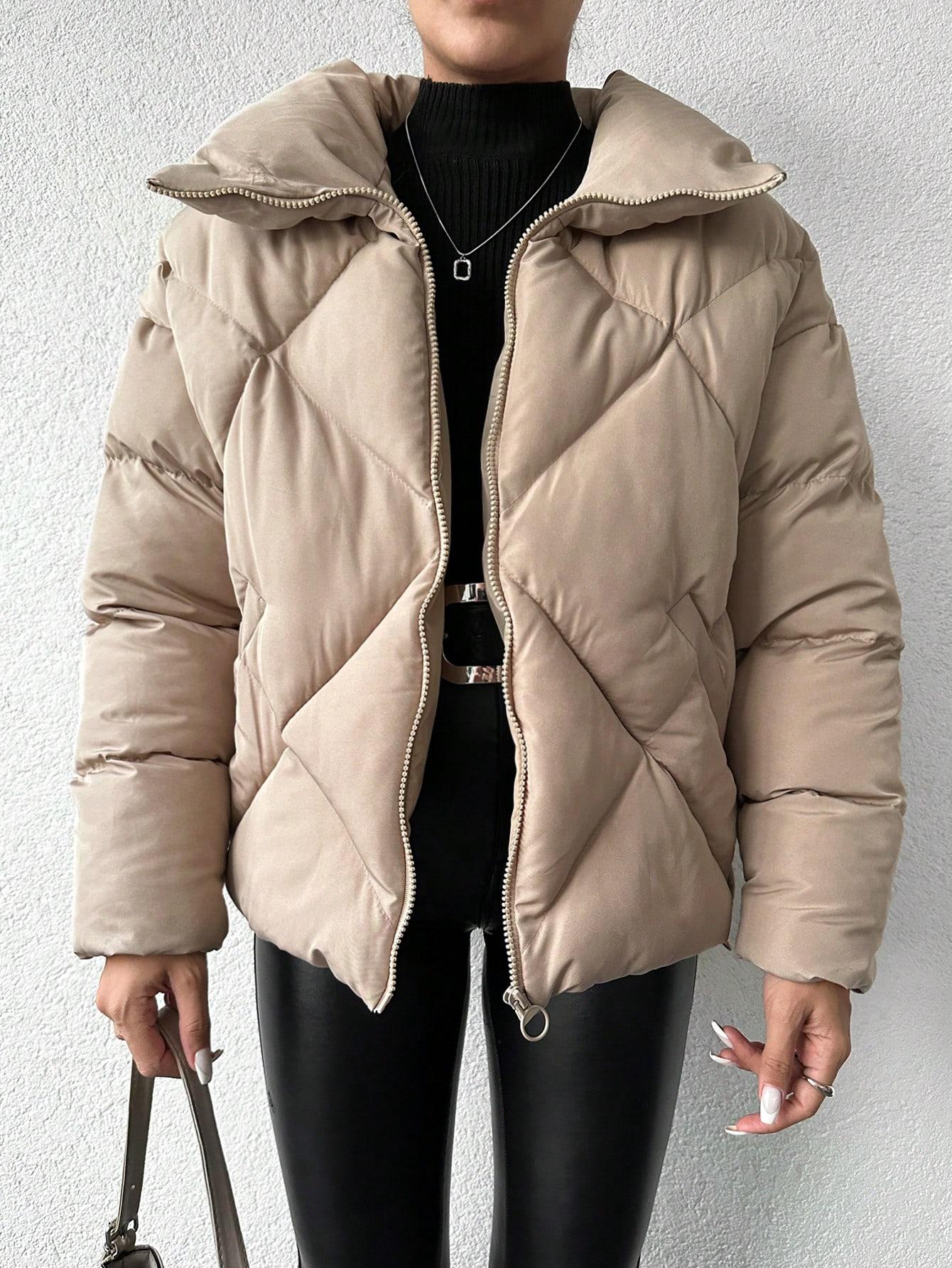 SHEIN BEŻOWA PIKOWANA KURTKA W01__S