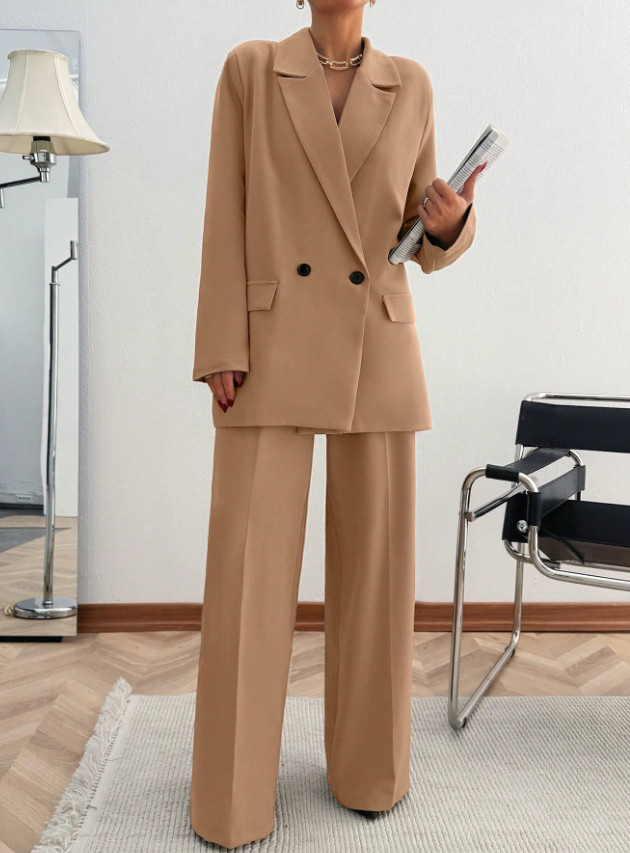 SHEIN KOMPLET MARYNARKA DŁUGI RĘKAW SPODNIE PK01__L