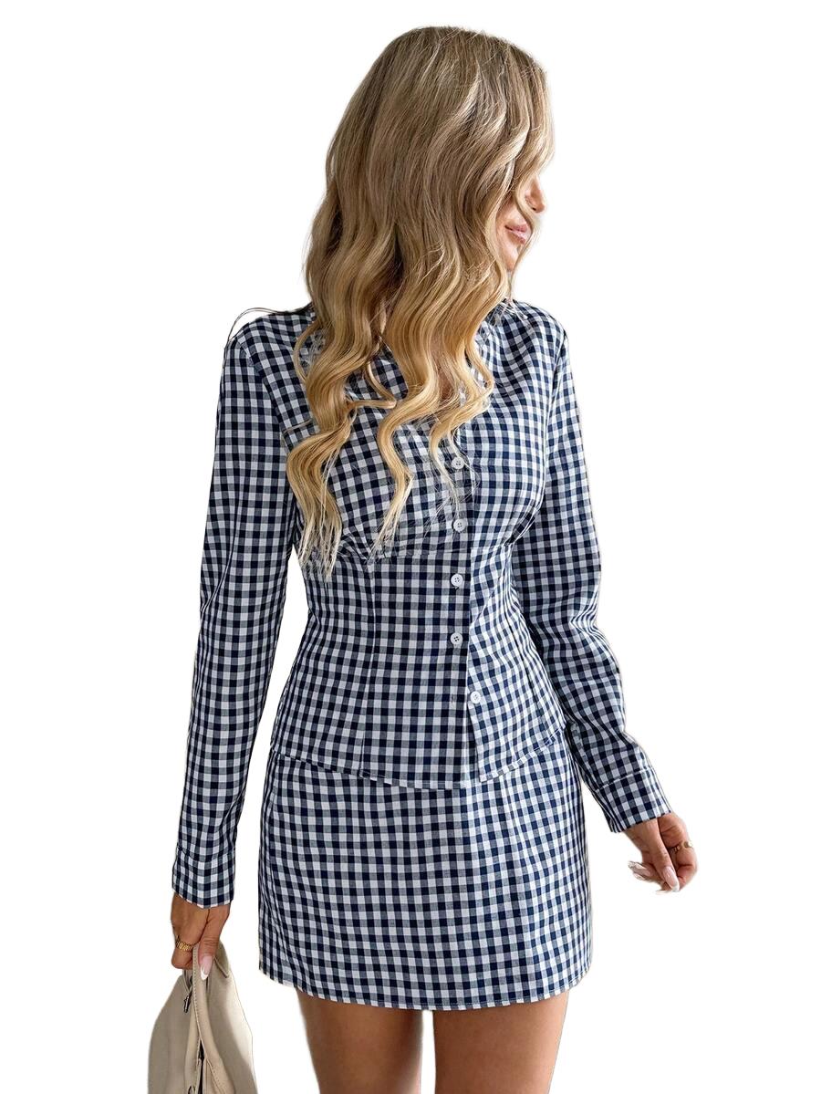 SHEIN MINI SPÓDNICA WZÓR KRATKA PK01__L