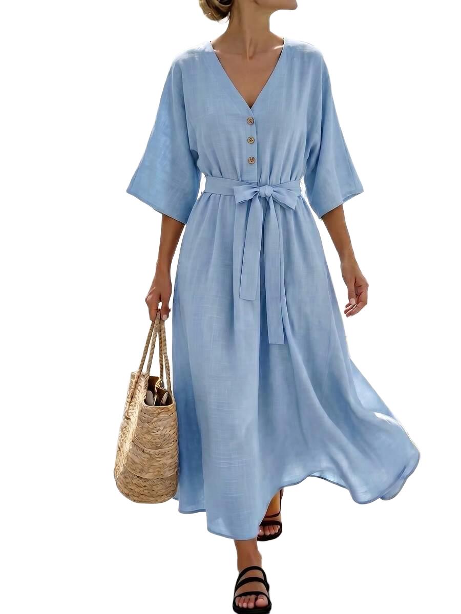 SHEIN NIEBIESKA SUKIENKA RĘKAW 3/4 S06__S